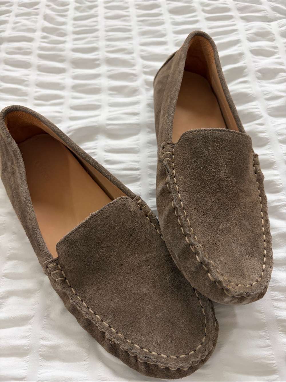 Quince Taupe Suede Driver Loafers - Slip-On Driving Shoes.